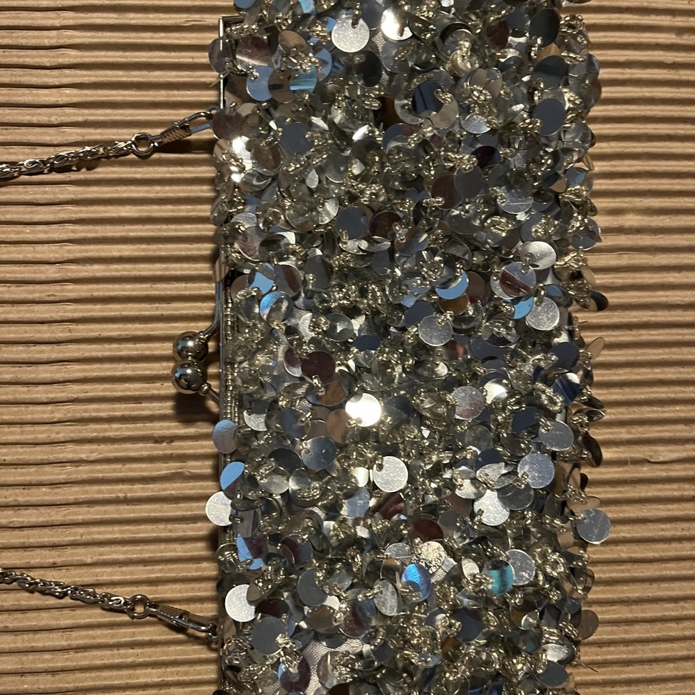 Silver sequin evening bag